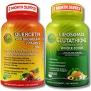 Immune & Cellular Support Bundle – Liposomal Glutathione 500mg with Whole Foods & Quercetin with Bromelain, Vitamin C, and Zinc Whole Food Complex – Vegan, Non-GMO, Clean Daily Wellness Support
