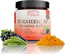 Reddy Naturals Aryana Turmeric 50 - Organic Turmeric Supplement Powder with Muscadine Grape & Okra - Fast- Resolution, Plant- Based Formula for Daily Wellness - 30 Servings