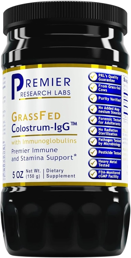 Premier Research Labs Colostrum-IgG Powder - Colostrum supplement, Bovine Colostrum for Humans, Cow Colostrum for Immune Health, Superfood with Lactoferrin, Amino Acids, Nucleotides - 5 oz (150 g)