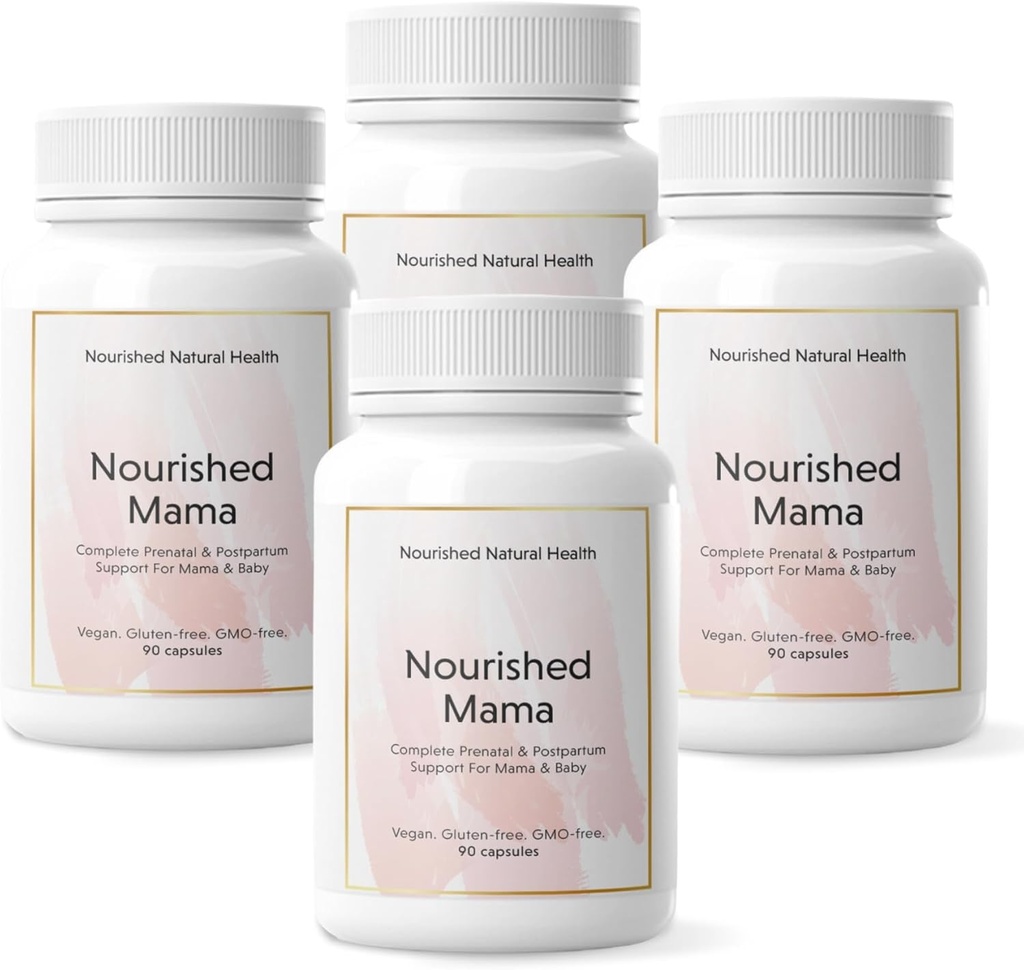 Nourished Mama Prenatal Multi Vitamin - Vegan Multivitamin för Preconception, Graviditet, Postpartum och Amningsstöd - Järnfri med Methylated Folate & High Dose Choline - 360 kapslar