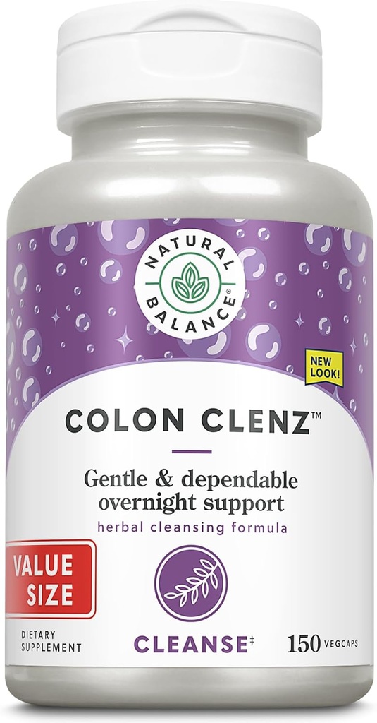 Naturlig balanse Colon Clenz | Herbal Colon Cleanse & Detox Supplement ® Gentle & Avhengig Overnattingsformula (150 CT)