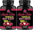Angry Supplementen Apple Cider Vinegar + Beetwortelpoeder Capsules, Pure ACV Beetwortel 1000mg per Serving, Nitric Oxide Booster & Digestieve Gezondheid voor mannen en vrouwen 60ct, 2 Pack (120ct Totaal)