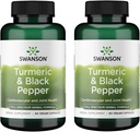 Swanson Premium- Turmeric & Black Pepper - Antioxidans, Digestion & Joint Support - 90 Veg Caps (2 Pack)