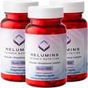 Relumins Advance Nutrition Gluta 1000 - Redukované L-Glutatión, Alpha Lipoic Acid & Rose HIPS, Antioxidant Podpora pre pokožku a celkovú wellness, vyrobené v USA - 30 Kapsule x 3 fľaše (45-Deň dodávky)