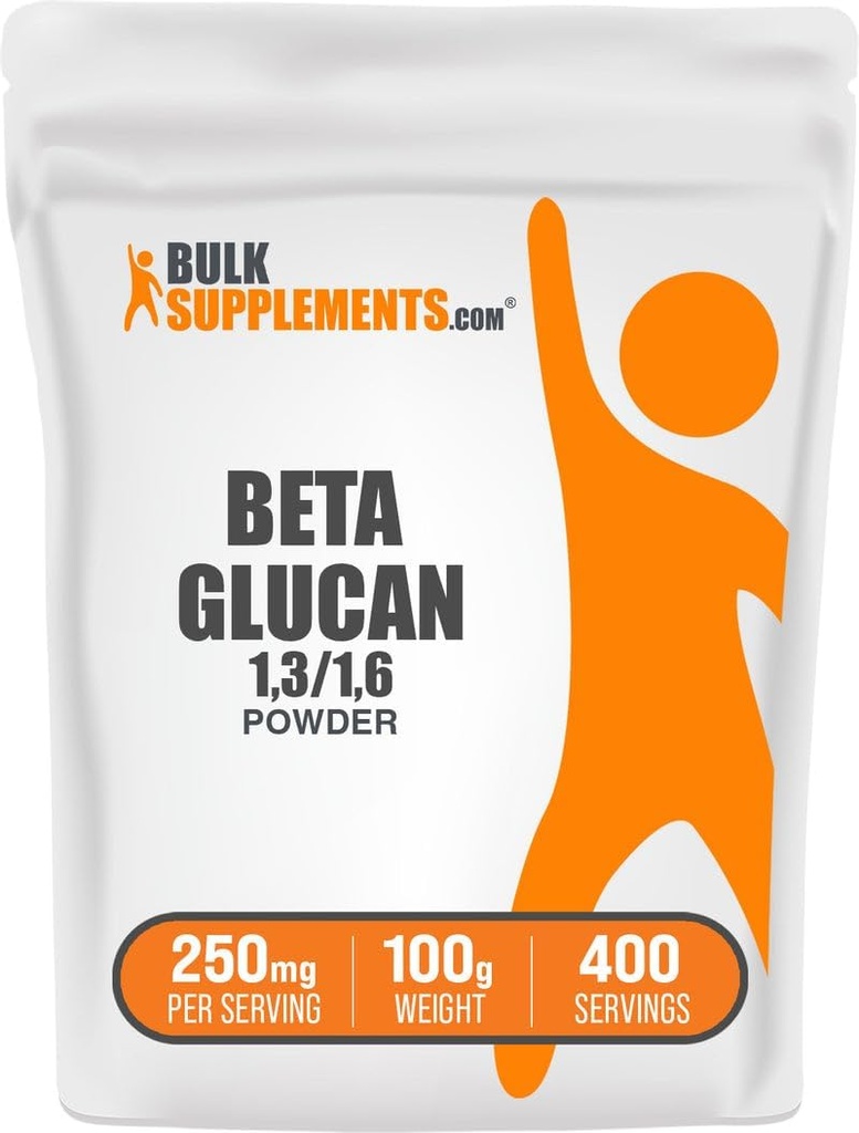 BulkSuplementos.com Beta Glucan Pó - 1,3/1,6, Beta Glucan Suplementos - Vegan & Gluten Suplemento gratuito, 250mg por serviço, 100g (3,5 onças) (Pacote de 1)