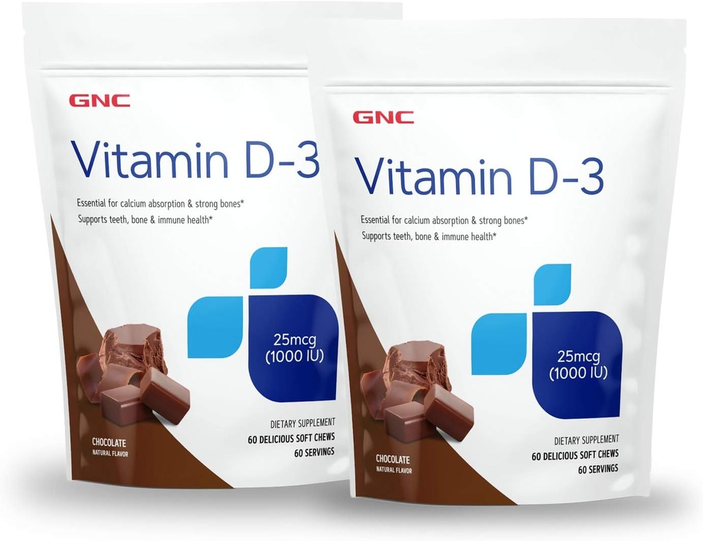 GNC vitamin D-3 Soft Chews 1000 IU - gói Song sinh