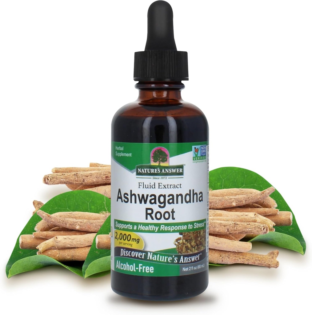 Die Antwort der Natur Ashwagandha Root | Kräuterergänzung Pflege gesunde Immunfunktion | Unterstützt Körper gegen Stress | Glutenfrei, Alkoholfrei & Vegan 2oz (3 Pack)