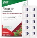 Floradix Iron Tabletter - Jern Supplement med B-vitaminer, Folinsyre, Vitamin C og mer - Energistøtte - Vegetarisk og glutenfri - 120 tabletter (120 Serveringer)