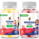 Magnesium Gummies for Kids & Adults - 500mg and Vitamin D3 K2 Gummies 5000 IU.Calm Magnesium Chews - Magnesium Citrate Chewable Supplement for Mood & Muscle Support