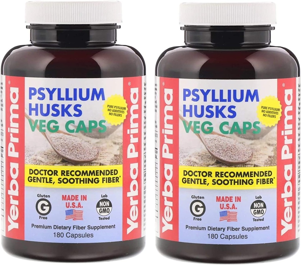 Yerba Prima Psyllium Husks Fiber Veg Caps - 180 (пакет 2)