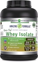 Amazing Formulas Grass-Fed Whey Protein Isolāts - 25 Grams Protein Per Servē - 5 Lbs (2,26 Kg) - 5,7 Grams BCAA -Ražots ASV (5 Lb, Šokolāde)