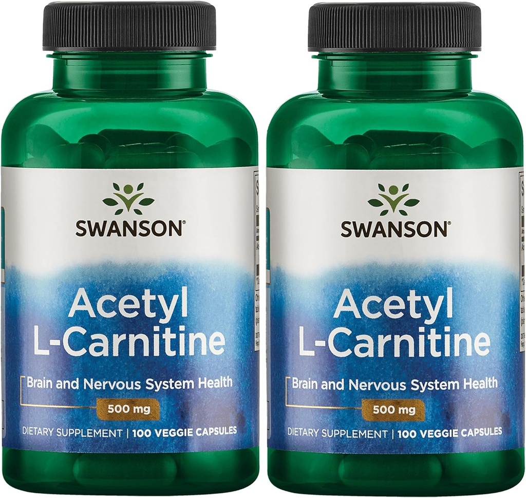 Swanson Acetyl-L-Carnitine - Amino Acid Supplement Promoting Cognitive Health & Muscle Support - Natural Formula May Promote Nervous System Health - (100 капсул Veggie) (2 пакета)