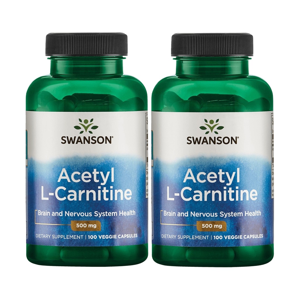 Swanson Acetyl-L-Carnitine - Amino Acid Supplement Promoting Cognitive Health & Muscle Support - Natural Formula May Promote Nervous System Health - (100 Veggie Capsules) (2 Pack)