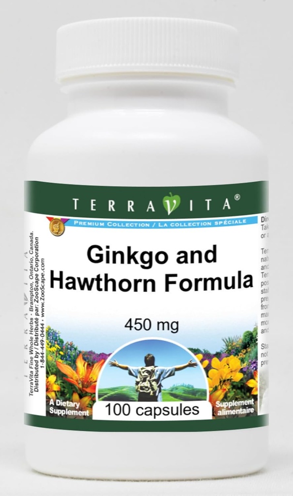 Ginkgo ir Hawthorn formulė - 450 mg (100 kapsulių, ZIN: 514013)