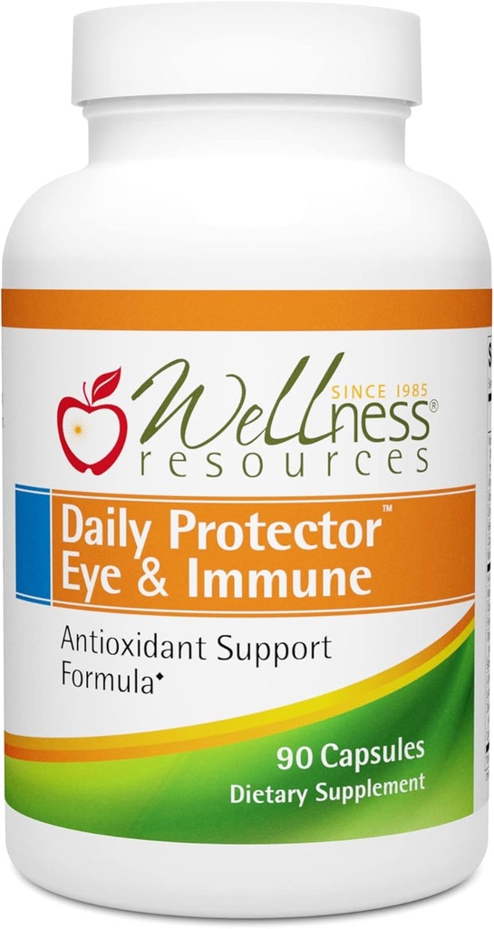 Wellness Resources Daily Protector Eye & Имунен - Lutein, Lycopene, Zeaxantin, Cryptoxanthin, Berry and More for Eye, Имунен, и Skin Health (90 капсули)