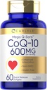 Carlyle CoQ10 600 mg Softgels | 60 greve | Mega Q-Sorb Coenzyme Q-10 | med Black Pepper Extract | Non-GMO & Gluten Free Supplement