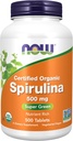 Nyní Potraviny Doplňky, Organic Spirulina 500 mg s vitamíny, minerály a GLA (kyselina gama- linolenová), 500 tablet