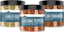 Cayenne Pepper, Ceylon Cinnamon eta Ginger Root Bundle (200 kapsula bakoitza), Pure & Undiluted, No Additives