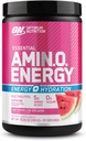 Optimum Nutrition Amino Energy Powder Plus Focus, com BCAA, Electrolytes, e Cafeína, Melancia, 30 Servings (Packaging May Vary)