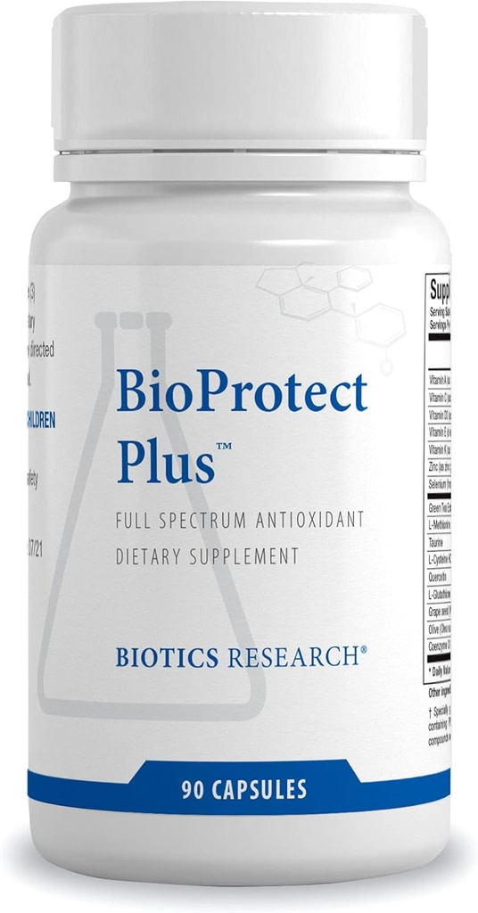 生物学研究 BioProtect Plus 保护身体免受氧化损伤,支持整体健康,免疫健康,心血管健康. Glutathione, CoQ10, 陶林, SOD, Catalase 90 Capsules (缩写)
