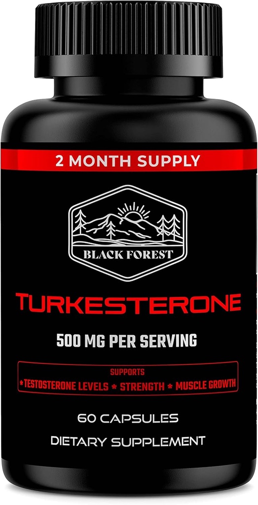 Black Forest Turkesterone Supplement 500 mg Capsule (Maxeight% 95 Extract) 2 Ay Supply (500 mg Ajuga Turkestanica'dan 526 mg) Güçlü ve Kas Büyüme için Ecdysterone benzer