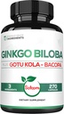1520mg Ginkgo Biloba kosttillskott med Gotu Kola Leaf, Bacopa Monnieri - 270 kapslar - Extra styrka stöd för hjärnhälsa, minnesfunktion, fokus och vision kvalitet - 3 månaders leverans
