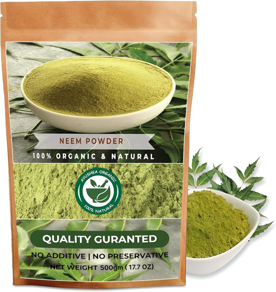 Neem Powder | Azadirachta Indica | Suplemento natural de herba para a pel e cabelo (17.7 OZ | 500 gm)