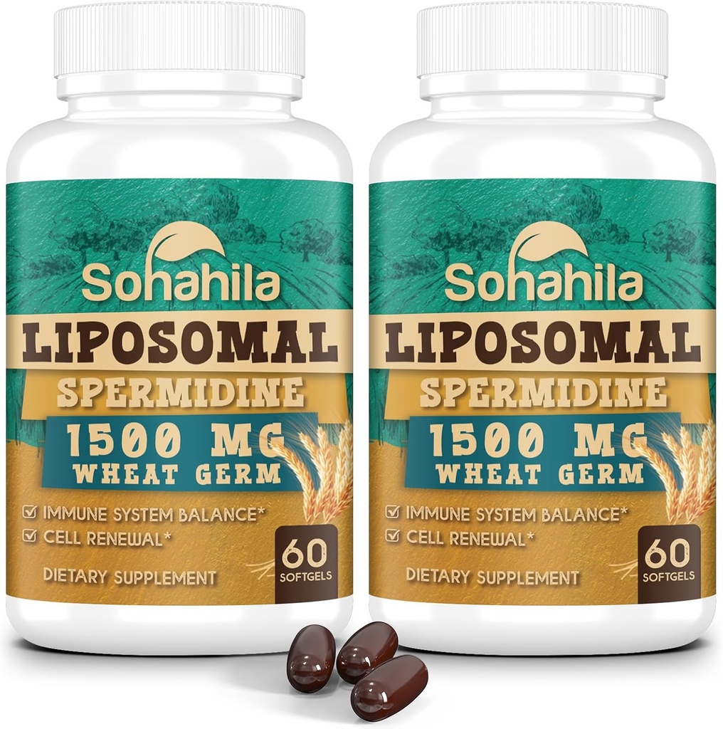 Spermidinesupplement 15 MG - 99% Zuiverheid, hoge Absorptie, 1500 MG Gefermenteerd tarwekiemextract met zink en thiomine, spermidine voor mannen en vrouwen - Cellular Revitation, Aging Defense, Energy, 120 Softgels