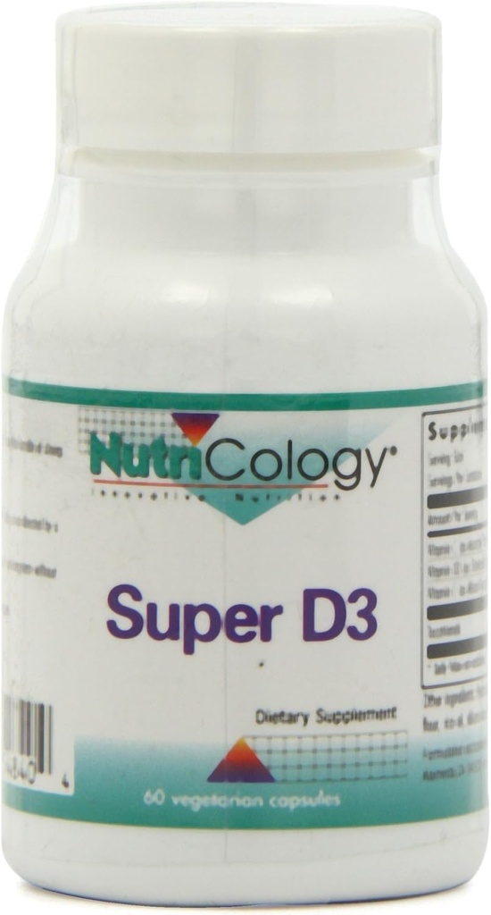 Nutricology Super D3 Dietary Supplement - Bone & Immune Support, Cholecalciferol with C & E, Vegetarian Capsules, Gluten Free - 60 Count
