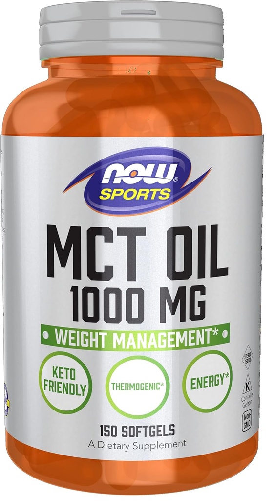 AGORA Foods Nutrición Deportiva, MCT (triglicéridos de cadea de sodio) aceite 1,000 mg, xestión de peso, 150 Softgels