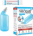 Nasopure Nasal Wash, Kit de Sistema, “O melhor Neti Pot” Kit de Lavagem de Sinus, confortável Nasal Rinse 8 Oz garrafa e 20 pacotes de sal (3.75 gramas cada), Congestão nasal, frio, gripe, alergia, irrigação nasal