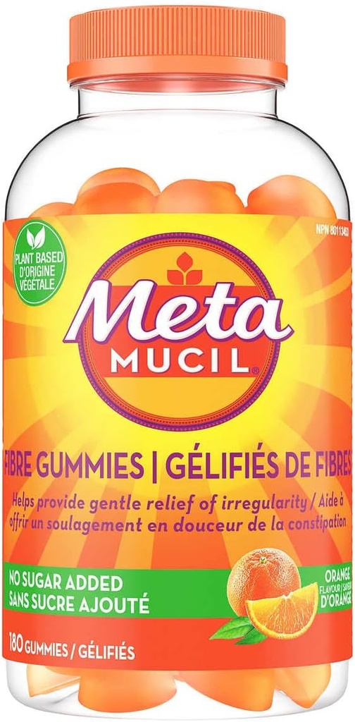 Métamucil Fibre Gommies Plant Based & No Sugar Added, Aidez à fournir un soulagement doux de l'irrégularité - 180 Gommies