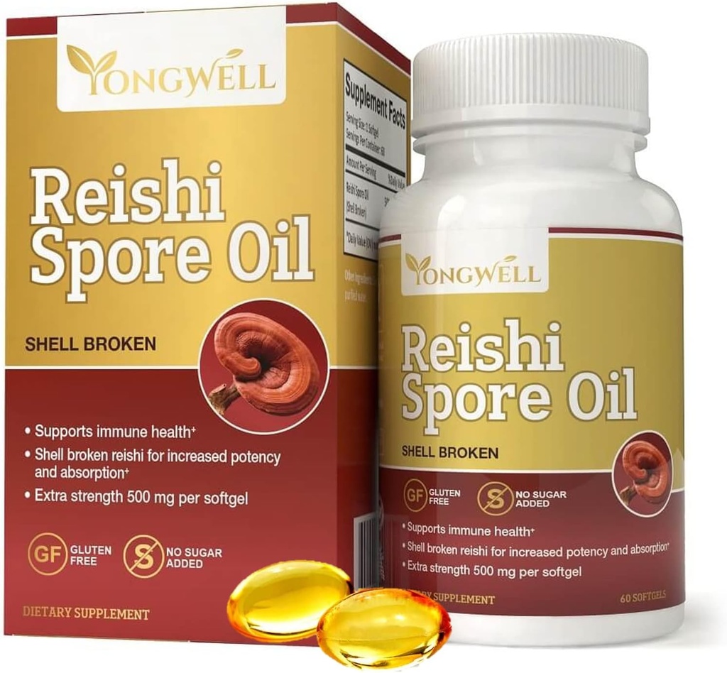 Reishi Spore Oil Shell Broken Extra Strength 500 mg (60 Softgels)