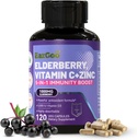 Sambucus Elderberry з цинком та вітаміном С - 5 в 1 Immune допоміжний добавки, Non-GMO, 120 Вегетаріанські капсули, 2 місяці постачання