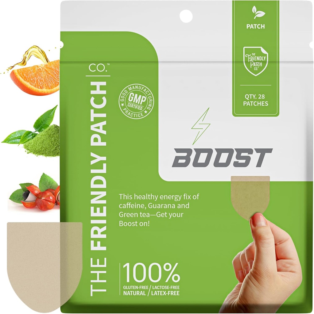 L'Amichevole Patch Boost Energy Patch - Alimentazione 28 giorni - Energy & Focus Patches, Caffeina, Guarana - Clarity & Energy - Pianta-Powered, Focus - Wellness Patches
