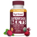 Feel Great Vitamins Organic Beet Root Powder Supplements (Tablets) | Beets Nitric Oxide Supplement | Red Beet Powder Support Healthy Circulation with Natural Nitrates for Natural Energy*