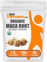 BulkSupplement.com ออร์แกนิก Maca root Resultive - Organic Maca Supplement, Supplemental Supplement - เวก้า & Gluten Free, 1.8g of Perving, 100g (3.5 oz) (Pack of 1).