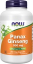 Now Foods Supplements, Panax Ginseng (Root) 500 mg, Herb Adaptogenic*, 250 Veg Cápsulas