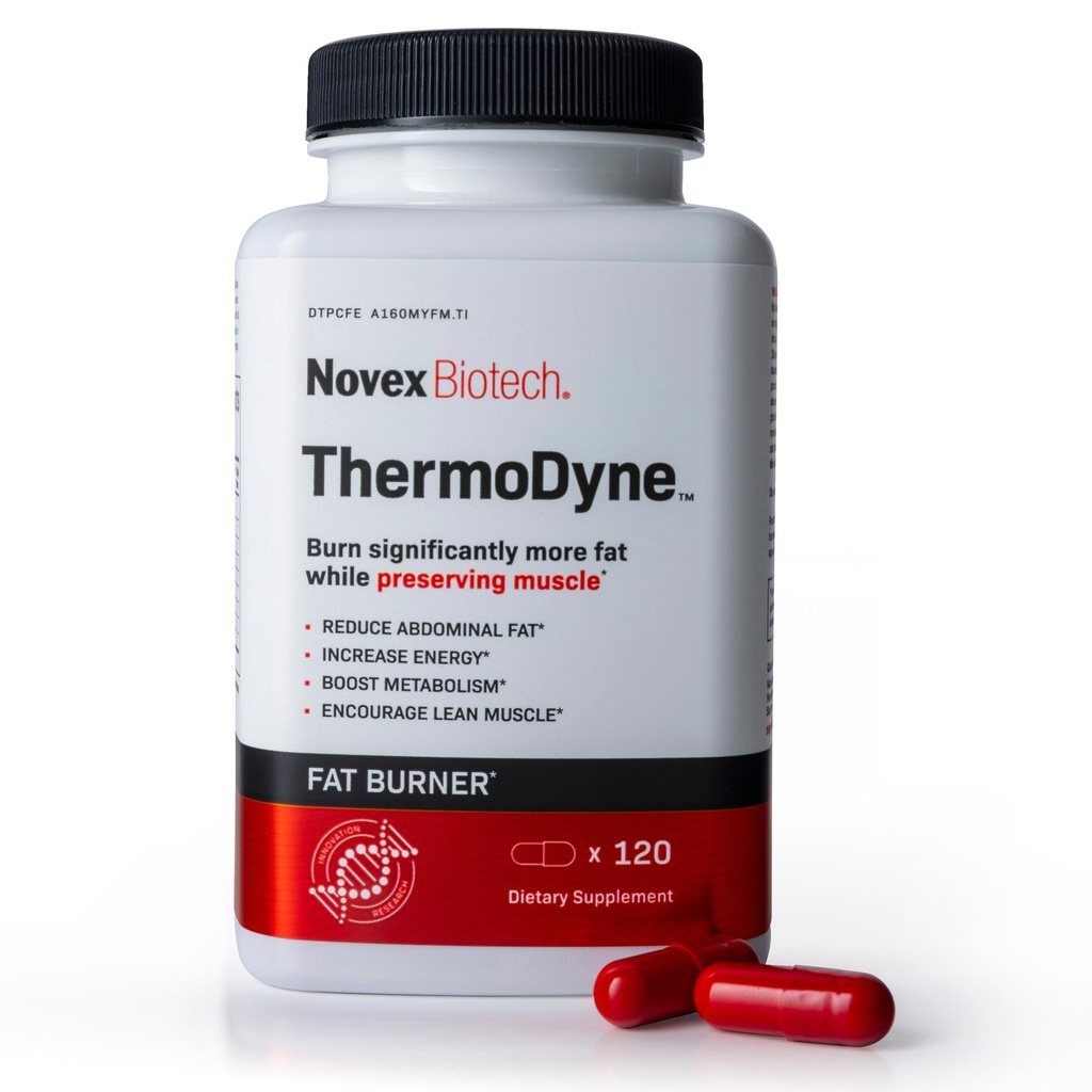 Novex Biotech ThermoDyne - Thermogenic Fat Burner for Men – Appetite Suppressant – Metabolism Booster for Men - 200mg Caffeine - 120 Count