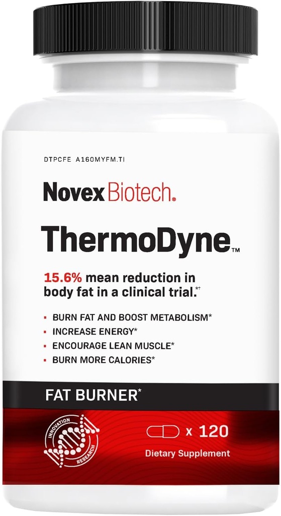 Novex Biotech ThermoDyne - Thermogenní spalovač tuků - Suppressant Appetite - Metabolismus Boost - Spalovací kalorie - Energetický posilovač - Tukové spalovací pilulky - Podpora Lean Muscle Tone - 30- Day Supply