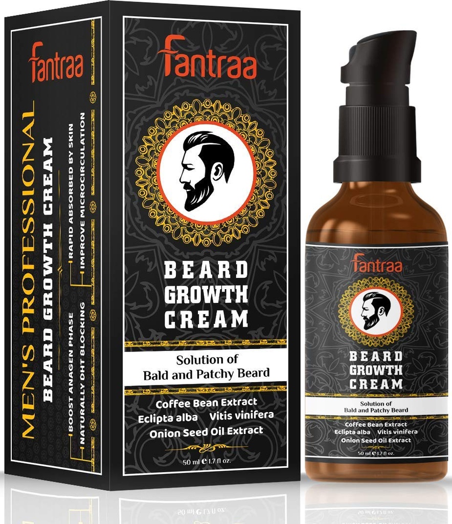 Creme de crescimento de barba - 50 ml - Mais crescimento de barba com café Feijão & Extrato de cebola - 100% Natural