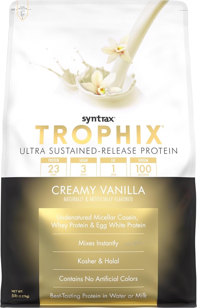 Синтракс Nutrition Trophix, Ultra Sustained-Release білок порошок суміш, кремовий ванільний 5 фунтів, Реальні ванільні Ben Specks