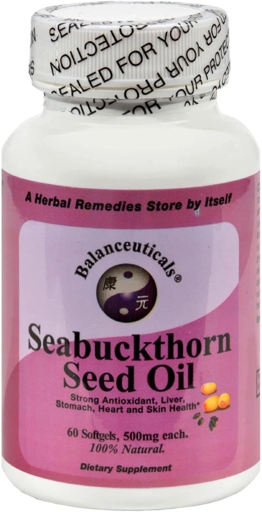 Seabuckthorn Seed Oil, 500 mg Integratore alimentare Softgels, 60-Count bottiglia