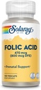 Asam Folik SOLARAY - Vitamin B9 Acid Folic, Prenatal Vitamin - Blood Cell Development - Vegan, Lab Verifikasi, 60- Hari Jaminan - 100 pelayan, 100 VexCaps