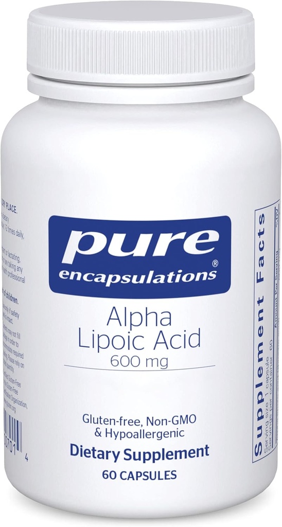 纯封装 Alpha Lipoic Acid 600 mg - 对肝脏支持、抗氧化剂、神经健康、心血管健康和碳水化合物支持的ALA补充剂 - Premium Alpha Lipoic Acid - 60 Capsules