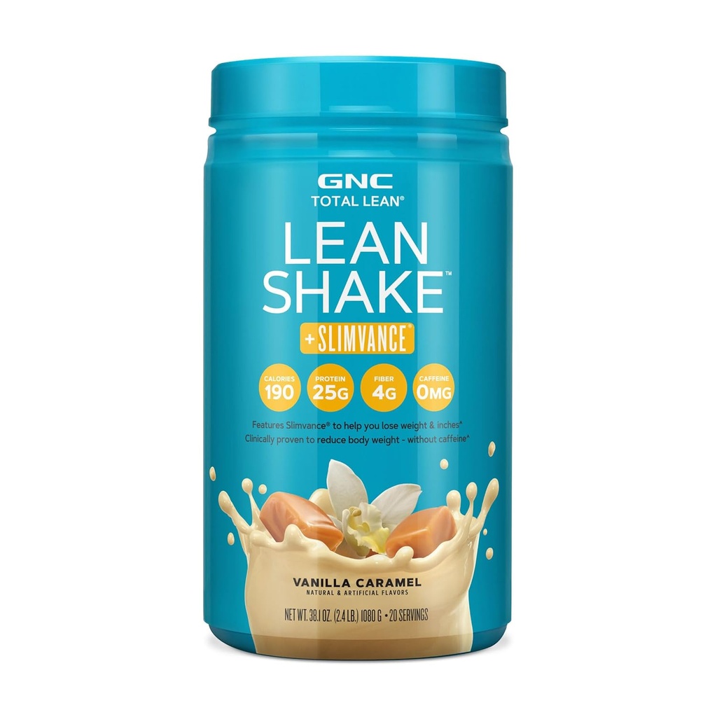 GNC skupni lean Shake + Slimvance, kofein brez beljakovin v prahu, pomaga zmanjšati telesno težo, Vanilla Caramel, 20 Serving