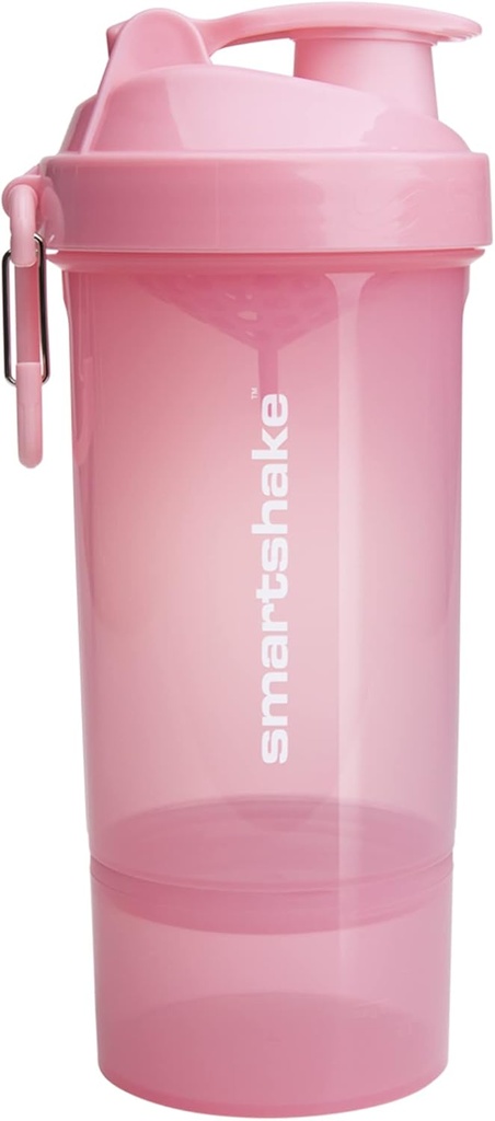 Smartshake O2GO ONE Plastic Protein Shaker Flaske 800 ml • 124; 27 oz - Læbefast Screw- on Lid - BPA Free - Unisex - Light Pink