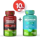 ORZAX Premium Ginseng 120 Pensible Capsules and Selenium 200 Mg 180 Pensible Capsules, Bundle