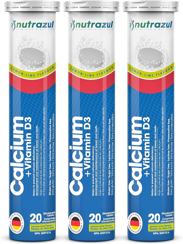 Nutrazul Calcium + Vitamina D3 Tablas efervescentes  sometida 60 Tablets ← Soportes Bone Health &amp; Maintenance para Adultos &amp; Niños