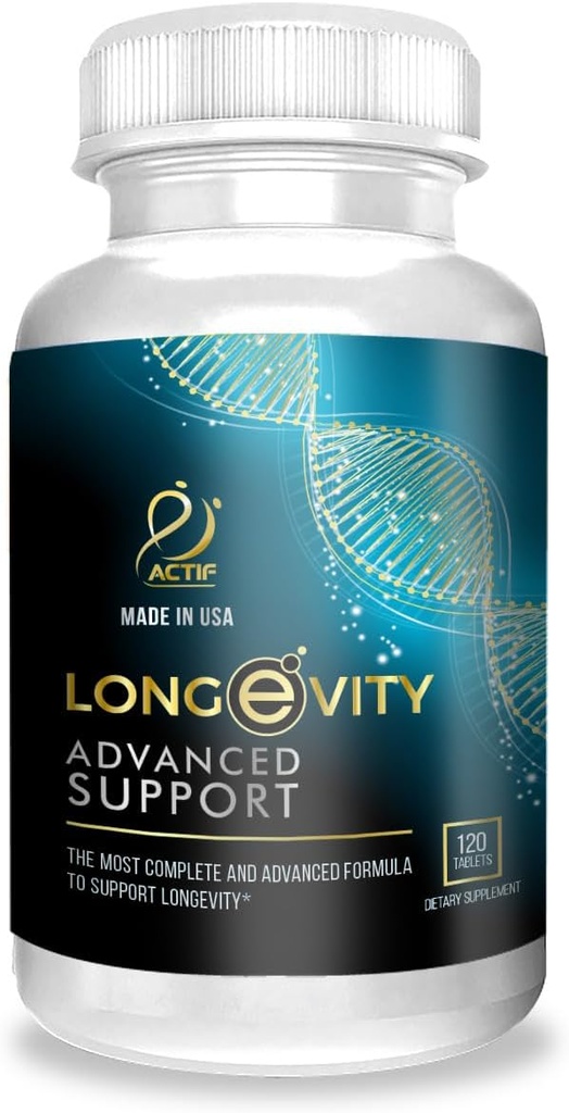 Actif Longevity Advanced Support with 20 Factors - Non-GMO, 2 Month Supply, Ražots ASV